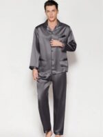 Silk pajama set for men in grey