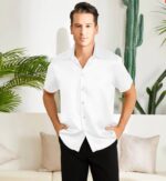 men white silk shirt