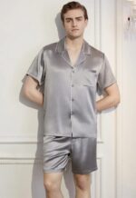 mulberry silk pajama set grey